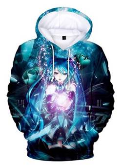 WANHONGYUE Anime Hatsune Miku Vocaloid 3D Druck Hoodie Kapuzenpullover Sweater Cosplay Kostüm Langarm Pulli Sweatshirt Mantel 765/5 M von WANHONGYUE