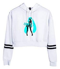 WANHONGYUE Anime Hatsune Miku Vocaloid Crop Top Hoodie Damen Mädchen Kapuzenpullover Sweatshirt Sport Pulli Sweatjacke 2B46/7-S von WANHONGYUE