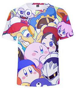 WANHONGYUE Anime Kirby 3D Druck T-Shirt Herren Damen Crew Neck Top Sommer Kurzarm Pullover Tee Shirt 487/10 L von WANHONGYUE