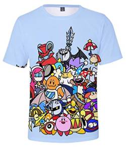 WANHONGYUE Anime Kirby 3D Druck T-Shirt Herren Damen Crew Neck Top Sommer Kurzarm Pullover Tee Shirt 487/11 XXS von WANHONGYUE