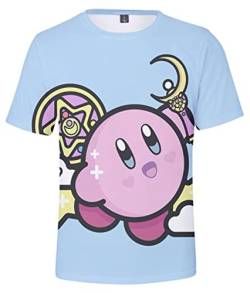 WANHONGYUE Anime Kirby 3D Druck T-Shirt Herren Damen Crew Neck Top Sommer Kurzarm Pullover Tee Shirt 487/12 L von WANHONGYUE