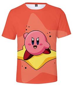 WANHONGYUE Anime Kirby 3D Druck T-Shirt Herren Damen Crew Neck Top Sommer Kurzarm Pullover Tee Shirt 487/13 L von WANHONGYUE