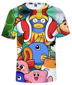 WANHONGYUE Anime Kirby 3D Druck T-Shirt Herren Damen Crew Neck Top Sommer Kurzarm Pullover Tee Shirt 487/2 XXL von WANHONGYUE