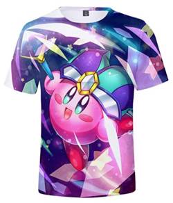 WANHONGYUE Anime Kirby 3D Druck T-Shirt Herren Damen Crew Neck Top Sommer Kurzarm Pullover Tee Shirt 487/3 XXS von WANHONGYUE