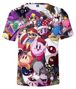 WANHONGYUE Anime Kirby 3D Druck T-Shirt Herren Damen Crew Neck Top Sommer Kurzarm Pullover Tee Shirt 487/7 M von WANHONGYUE