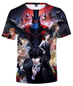 WANHONGYUE Anime Persona Game 3D Druck T-Shirt Herren Damen Crew Neck Top Sommer Kurzarm Pullover Tee Shirt 477/11 XL von WANHONGYUE