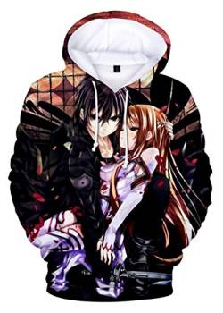 WANHONGYUE Anime Sword Art Online Kirito SAO 3D Digitaldruck Kapuzenpullover Hoodie Cosplay Kostüm Pulli Sweatshirt Tops Mäntel 3 XL von WANHONGYUE