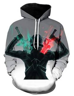 WANHONGYUE Anime Sword Art Online SAO 3D Digitaldruck Kapuzenpullover Hoodie Cosplay Kostüm Pulli Sweatshirt Tops Mäntel Grau XL von WANHONGYUE