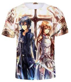 WANHONGYUE Anime Sword Art Online SAO 3D Druck T-Shirt Herren Damen Crew Neck Top Sommer Kurzarm Pullover Tee Shirt 498/1 XL von WANHONGYUE