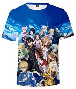 WANHONGYUE Anime Sword Art Online SAO 3D Druck T-Shirt Herren Damen Crew Neck Top Sommer Kurzarm Pullover Tee Shirt 498/14 3XL von WANHONGYUE