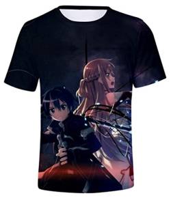 WANHONGYUE Anime Sword Art Online SAO 3D Druck T-Shirt Herren Damen Crew Neck Top Sommer Kurzarm Pullover Tee Shirt 498/3 XXL von WANHONGYUE