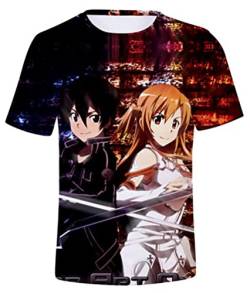 WANHONGYUE Anime Sword Art Online SAO 3D Druck T-Shirt Herren Damen Crew Neck Top Sommer Kurzarm Pullover Tee Shirt 498/4 XL von WANHONGYUE