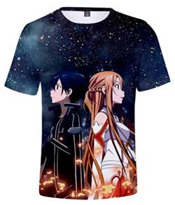 WANHONGYUE Anime Sword Art Online SAO 3D Druck T-Shirt Herren Damen Crew Neck Top Sommer Kurzarm Pullover Tee Shirt 498/6 L von WANHONGYUE