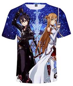WANHONGYUE Anime Sword Art Online SAO 3D Druck T-Shirt Herren Damen Crew Neck Top Sommer Kurzarm Pullover Tee Shirt 498/7 4XL von WANHONGYUE