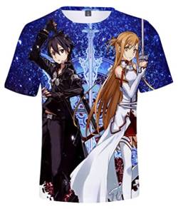 WANHONGYUE Anime Sword Art Online SAO 3D Druck T-Shirt Herren Damen Crew Neck Top Sommer Kurzarm Pullover Tee Shirt 498/7 L von WANHONGYUE