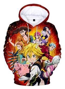 WANHONGYUE Anime The Seven Deadly Sins Nanatsu No Taizai 3D Druck Hoodie Kapuzenpullover Sweater Cosplay Kostüm Langarm Pulli Sweatshirt Mantel 762/7 L von WANHONGYUE