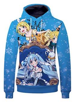 WANHONGYUE Anime Vocaloid Hatsune Miku 3D Digitaldruck Kapuzenpullover Sweatshirt Cosplay Kostüm Pulli Hoodie Sweater Tops Mantel 1 XXL von WANHONGYUE