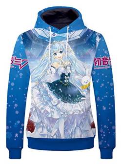 WANHONGYUE Anime Vocaloid Hatsune Miku 3D Digitaldruck Kapuzenpullover Sweatshirt Cosplay Kostüm Pulli Hoodie Sweater Tops Mantel 2 L von WANHONGYUE