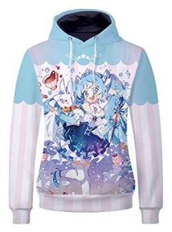 WANHONGYUE Anime Vocaloid Hatsune Miku 3D Digitaldruck Kapuzenpullover Sweatshirt Cosplay Kostüm Pulli Hoodie Sweater Tops Mantel 6 M von WANHONGYUE