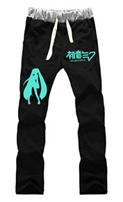 WANHONGYUE Anime Vocaloid Hatsune Miku Sweatpants Jogginghose Cosplay Kostüm Lange Trousers Sporthose Trainingsanzug mit Taschen Schwarz 1 L von WANHONGYUE