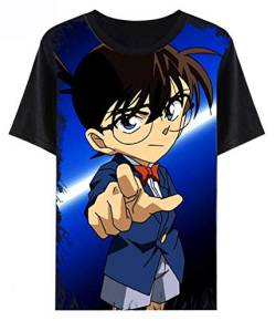 WANHONGYUE Detective Conan Anime T-Shirt Cosplay Kostüm Sommer Kurzarm Tee Top Shirts Schwarz 2 XXL von WANHONGYUE