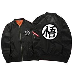 WANHONGYUE Dragon Ball Anime Flieger Bomberjacke Damen Herren Cosplay Kurz Harrington Piloten Jacket Windbreaker Outwear Mantel Schwarz 1 XXXL von WANHONGYUE