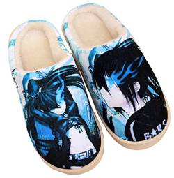 WANHONGYUE Japanese Anime Black Rock Shooter Hausschuhe Damen Herren Plüsch Pantoffeln Rutschfest House Slippers Winter Warme Schlappen von WANHONGYUE