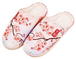 WANHONGYUE Japanese Anime Cherry Blossoms Hausschuhe Damen Herren Weiche Plüsch Pantoffeln Rutschfest House Slippers Winter Warme Schlappen von WANHONGYUE