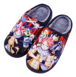 WANHONGYUE Japanese Anime Fairy Tail Slippers Women Men Fuzzy House Slippers with Rubber Sole Winter Warm Indoor Outdoor Anti-slip Shoes von WANHONGYUE