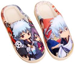 WANHONGYUE Japanese Anime Gintama Hausschuhe Damen Herren Plüsch Pantoffeln Rutschfest House Slippers Winter Warme Schlappen von WANHONGYUE