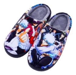 WANHONGYUE Japanese Anime Gintama Slippers Women Men Fuzzy House Slippers with Rubber Sole Winter Warm Indoor Outdoor Anti-slip Shoes von WANHONGYUE