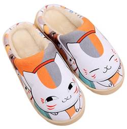 WANHONGYUE Japanese Anime Natsume Yuujinchou Hausschuhe Damen Herren Plüsch Pantoffeln Rutschfest House Slippers Winter Warme Schlappen von WANHONGYUE