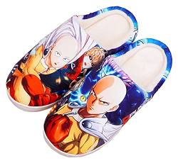 WANHONGYUE Japanese Anime One Punch Man Saitama Hausschuhe Damen Herren Weiche Plüsch Pantoffeln Rutschfest House Slippers Winter Warme Schlappen von WANHONGYUE