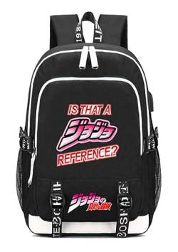 WANHONGYUE JoJo's Bizarre Adventure Anime Backpack Schultasche Laptop-Rucksack mit USB-Ladeanschluss und Kopfhöreranschluss /5 von WANHONGYUE