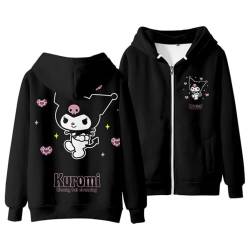 WANHONGYUE Kuromi Hoodie Sweatshirts Damen Langarm Pullover Mädchen Kawaii Cartoon Reißverschluss Kapuzenpullover, Stil 2, S von WANHONGYUE