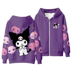 WANHONGYUE Kuromi Hoodie Sweatshirts Damen Langarm Pullover Mädchen Kawaii Cartoon Reißverschluss Kapuzenpullover, Stil 6, S von WANHONGYUE