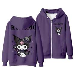 WANHONGYUE Kuromi Hoodie Sweatshirts Damen Langarm Pullover Mädchen Kawaii Cartoon Reißverschluss Kapuzenpullover, Stil 7, S von WANHONGYUE