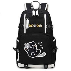 WANHONGYUE Neko Atsume Cat Spiel Backpack Schüler Schultasche Laptop Rucksäcke Freizeittasche Daypack Schwarz-12 von WANHONGYUE