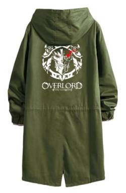 WANHONGYUE Overlord Anime Hoodie Strenchcoat mit Kapuze Cosplay Kostüm Lang Windbreaker Jacke Outwear Sweatshirt Mäntel Armeegrün/3 XL von WANHONGYUE