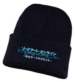 WANHONGYUE Sword Art Online Kirito SAO Anime Beanie Strickmütze für Damen und Herren Unisex Weiche Cuffed Plain Hat Warme Winter Mütze Skullcap Schwarz/13 von WANHONGYUE