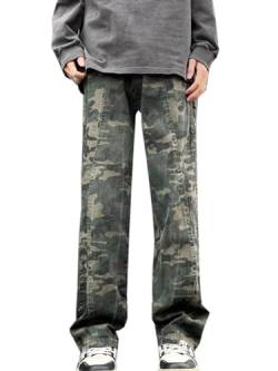 Baggy Jeans Y2K Herren Hip Hop Jeans Straight Leg Camouflage Jeans Vintage Teenager Jungen Skateboard Hose Streetwear Cargo Hosen von WANLAI