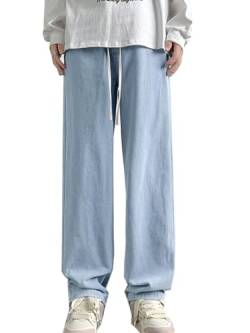 Herren Baggy Jeans Y2k Hip Hop Jeanshose Streetwear Lässig Gerades Bein Jeans Teenager Jungen Loose Fit Pants Mit Kordelzug von WANLAI