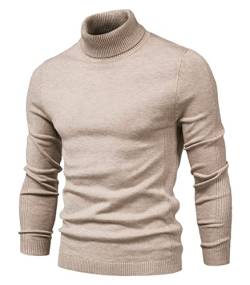 Herren Rollkragen Pullover Langarmshirt Sweater Winter Warmer Freizeit Slim Fit Basic Strickpullover von WANLAI