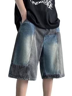 WANLAI Baggy Y2K Jeans Shorts für Herren Sommer Bermuda Shorts Vintage Hip Hip Jeanshorts Teenager Jungen Streetwear Cargo Shorts von WANLAI