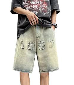 WANLAI Baggy Y2k Jeans Shorts Herren Sommer Streetwear Bermuda Shorts Vintage Denim Shorts Hip Hip Jeans Teenager Jungen Cargo Shorts von WANLAI