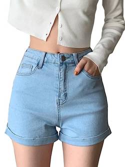 WANLAI Y2K Jeans Shorts Damen High Waist Jeanshorts Slim Fit Bermuda Shorts Kurz Denim Jeans Sommer Hotpants von WANLAI