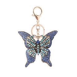 Schmetterling Strass Schlüsselanhänger, funkelnde Legierung Charm Schlüsselanhänger, blau, L von WANLIAN