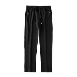 Herren Freizeithose Baumwollhose Hose mit Gummizug in der Taille Kordelzug Loose Fit mit Taschen Laufhose -Schwarz_XL von WANMN