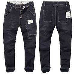 Herren Stretch Jeans Lose Hosen Übergrößen Herrenbekleidung Größe King -Black_11XL von WANMN