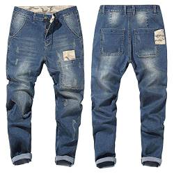 Herren Stretch Jeans Weite Hosen Übergrößen Herrenbekleidung Größe King -Light_Blue_6XL von WANMN